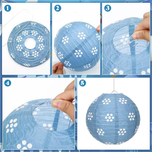 Baquler 12 Pcs Cielito Lindo Hanging Lanterns Decorations, Blue