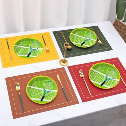 SHUYU 50 PCS Tennis Paper Plates,7 Inch Disposable Tennis Plates, Tennis Court and Racket Design Party Dessert Plates Sports Birthday Baby Shower Party Supplies