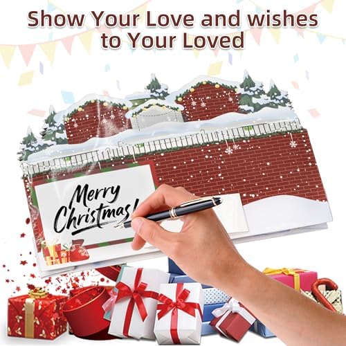 Christmas Card with Lights and Music,3D Pop Up Christmas Gift Greeting Card with Envelopes,Plays 3 Melody with Matching Flashing Lights