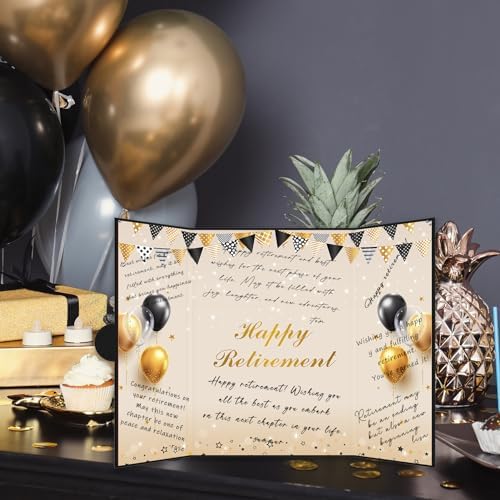 Roetyce Retirement Party Decorations, Black Gold Retirement Guest Book