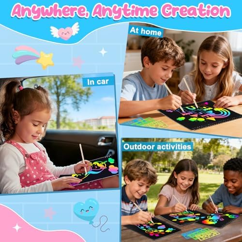 ZMLM Scratch Paper Art-Crafts Gift: 2 Pack Rainbow Notebooks Supplies Toys