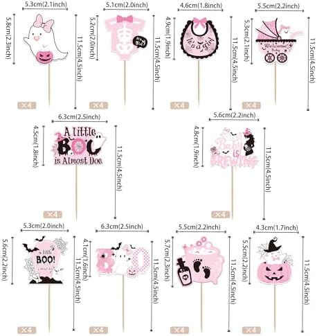 Rsstarxi 40 Pack Halloween Baby Shower Cupcake Toppers Halloween Ghost A Baby Is Brewing Gneder Reveal Cupcake Picks Decorations for Boo Spooky Girls Birthday Party Cake Decorations Supplies Pink