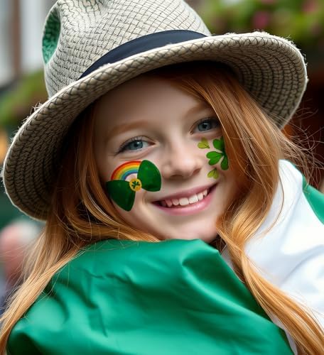 St. Patrick's Day Temporary Tattoos for Kids & Adults, 120 Irish Shamrock, Leprechaun, Gold Coins, Beer Mug Designs Waterproof & Easy to Apply Party Favors for Parade, School, Photo Booth, Cosplay