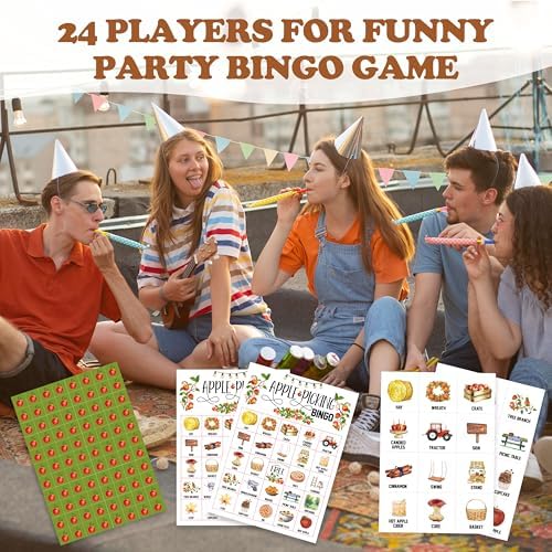 Fall Bingo Game, Fall Harvest Bingo Cards Set, Thanksgiving Party Birthday Party Bingo Supplies for Adults, Family Friends Activities Favors Decorations for 24 Player, 02