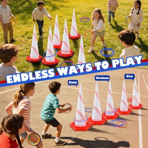 5 Pack Baseball Inflatable Ring Toss Game - Baseball Party Games Set