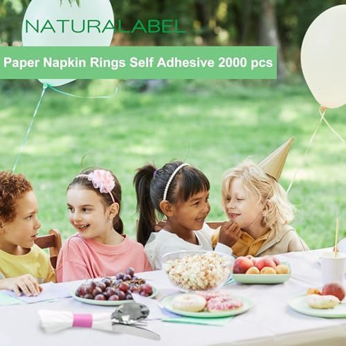 NATURALABEL Self-Adhesive Napkin Bands, Pack of 2,000, Pink