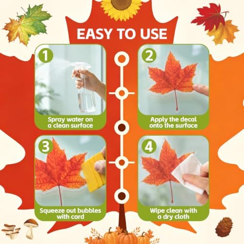 Fall Window Clings 9 Sheets Thanksgiving Static Stickers for Glass Decor
