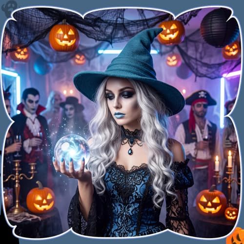 Boyiee Knitted Witch Hat Foldable Wide Brim Cap Pointed Felt Hat for Women Halloween Cosplay Costume Masquerade Accessory