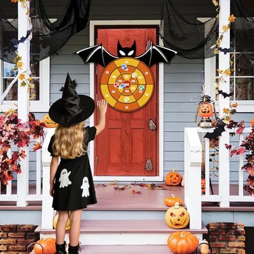 Halloween Large Party Games Toys for Kids, 30" Indoor Outdoor Decor Bat Dart Board Game with 12 Sticky Balls Halloween Party Favor for Kids Boy