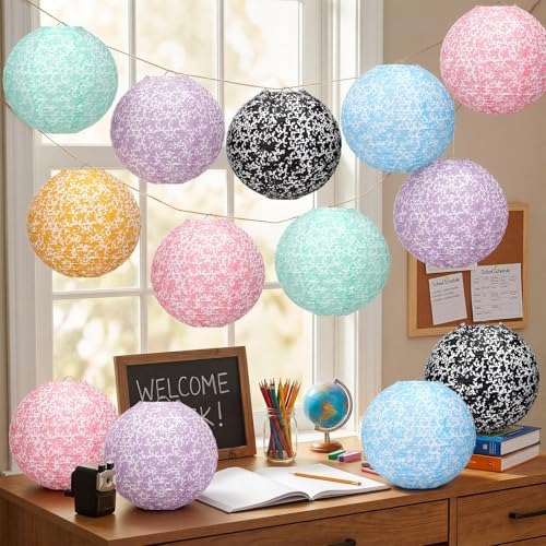 Baquler 12 Pcs Composition Notebook Hanging Lanterns Decorations, 6 Colors
