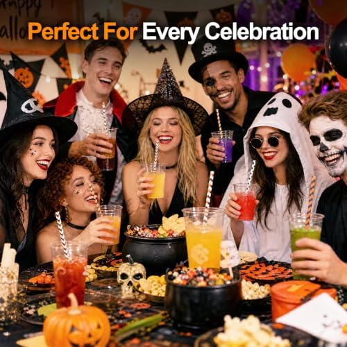 HANSGO 70 PCS Halloween Paper Drinking Straws