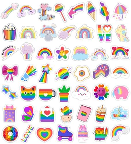 Stickers for Kids,100 PCS Stickers Pack,Rainbow Sticker,Cute Colorful Waterproof Vinyl Art Sticker.Stickers for Water Bottles,Skateboards and Notebooks,Sticker for Teens Girls Kids