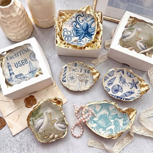 Yexiya 36 Sheet 6 Style Coastal Nautical Paper Napkins for Decoupage