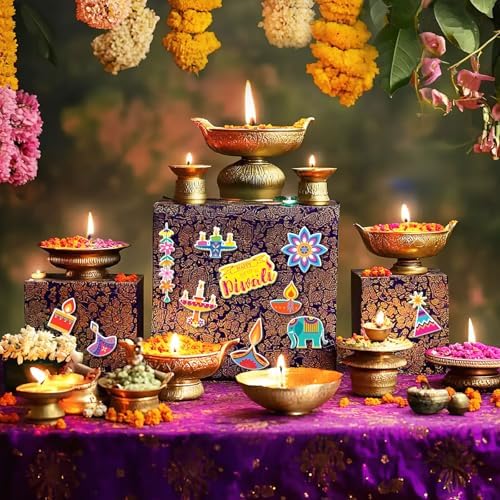 UPINS 12 Sheets Happy Diwali Stickers for Kids 3D Foam Puffy Bulk