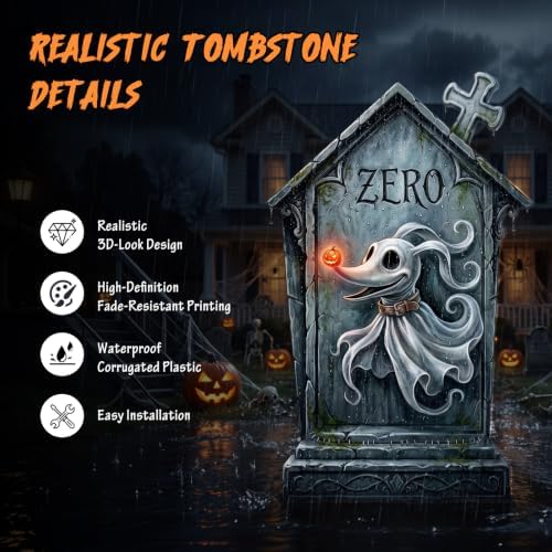 KLYRO 17 Inch Halloween Tombstones Outdoor Yard signs Graveyard Decorations