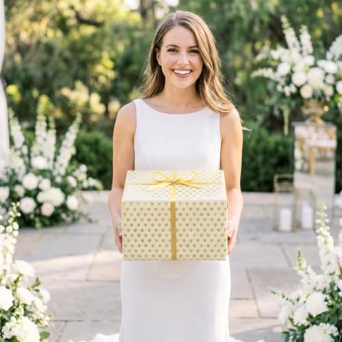 RUSPEPA Heart Wrapping Paper Roll, Mini Roll, Gold Foil Heart Design, Elegant Gift Wrap Paper with for Wedding, Valentines Day, Bridal Shower, Engagement, Anniversary, Birthday, 17 In x 9.8 Ft