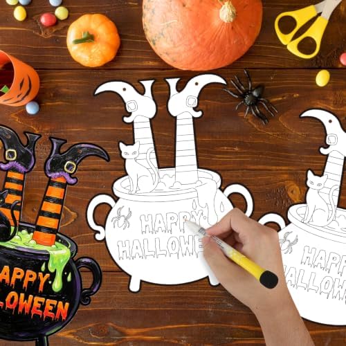 24 Pcs Halloween Coloring Wreath Crafts Color Your Own Witch Pot Crafts