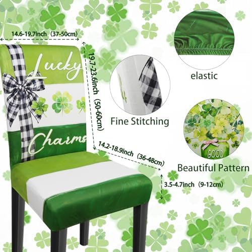 St Patricks Day Chair Covers Set of 4 Shamrock Chair Back Covers St Patrick's Day Dining Chair Covers for Party Kitchen Decorations