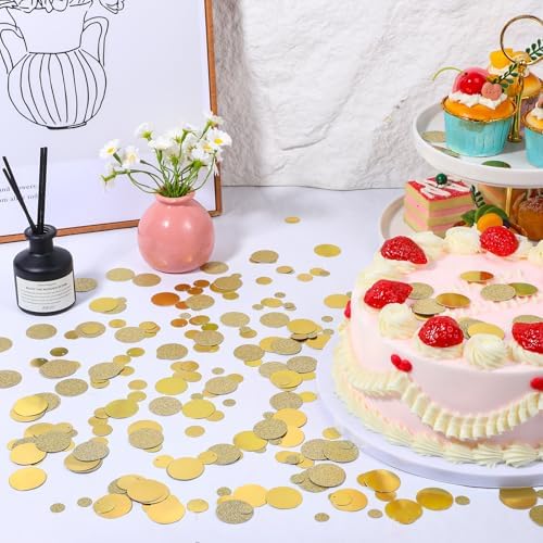 200 PCS Gold Confetti Glitter for Tables, Round Gold Table Confetti, Glitter Golden Dots Decorations for Birthday Party Anniversary Supplies Bridal Baby Shower Party Wedding Decor