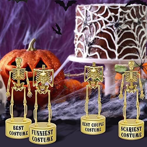 Halloween Party Supplies - 4 Pack Halloween Golden Skeleton Trophies