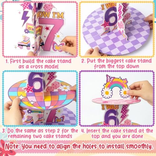 Groovy 67 Cupcake Stand - 3Tier I was 6 Now I'm 7 Dessert Holder