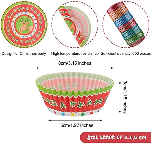 Patelai 600 Pcs Christmas Cupcake Liner Baking Muffin Cup, Funny Style