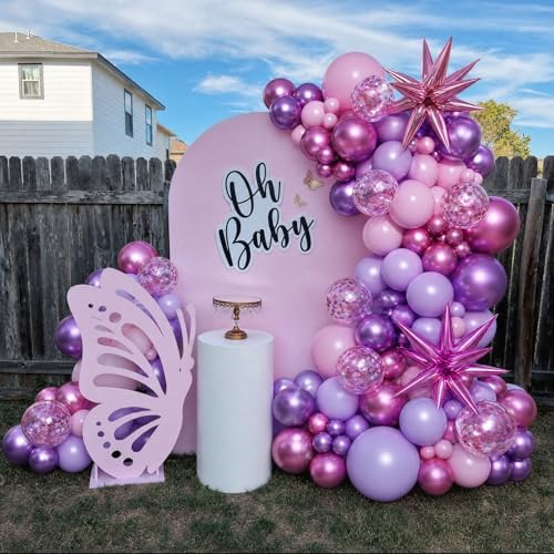 Pink and Purple Balloons Arch Kit for Birthday Decorations