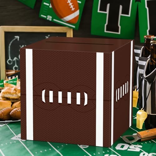 Hxezoc Football Card Box Sports Party Favors Post Box Cardboard Receiving Money Holder for Football Theme Wedding Reception, Baby Showers, Anniversary, Birthday Party, Table Centerpiece Decorations