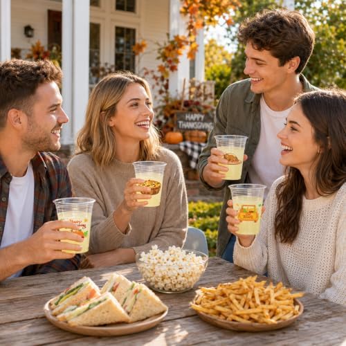 Disposable Thanksgiving Clear Plastic Cups, Bulk