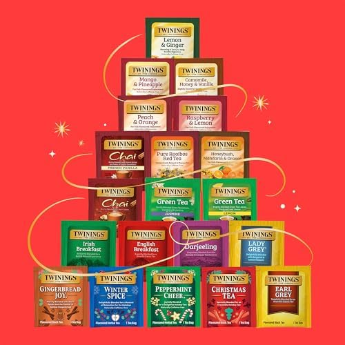 Twinings Tea Advent Calendar Gift Set, 24-Day Holiday Sampler with Black, Green & Herbal Teas, Christmas Countdown Box for Tea Lovers, Brew Joy Together, 48 Count (Pack of 1), 48 Tea Bags