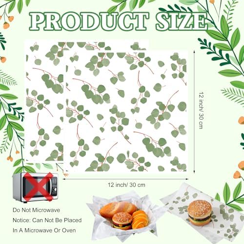 Marspark 100 Sheet Eucalyptus Wax Paper for Food Wrapping 12 x 12 Inch