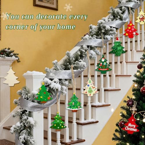 36 Pack Wood Christmas Tree Cutouts, Wooden Xmas Tree Ornaments to Paint