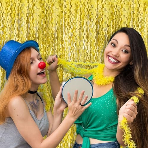 Gold Backdrop Birthday Decorations Foil Curtain Backdrop Gold Streamers Dance Party Decorations Photo Booth Props for Bachelorette Decorations Christmas Halloween New Years Eve Party Supplies