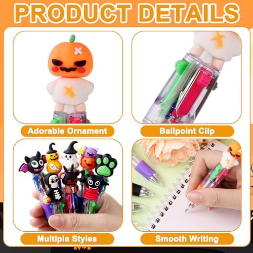 24PCS Halloween Fun Pens Mini Multicolor 4-in-1 Party Favors Pens