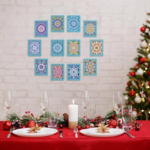 Saillong 24 Pcs Mandala Mini Diamond Painting Kits with Frames Set
