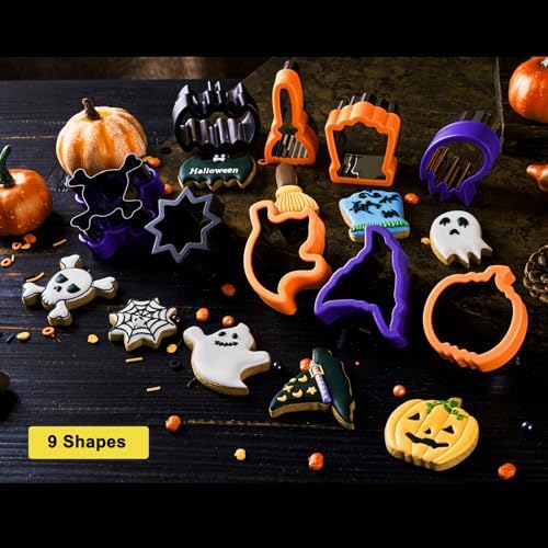 ETERSION Halloween Cookie Cutters, Stainless Steel, 9 Shapes 2-3 Inch