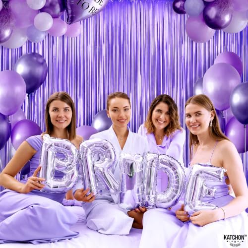 KatchOn Purple Streamers Backdrop - 3.2x8 Feet, Pack of 2, Purple Decor