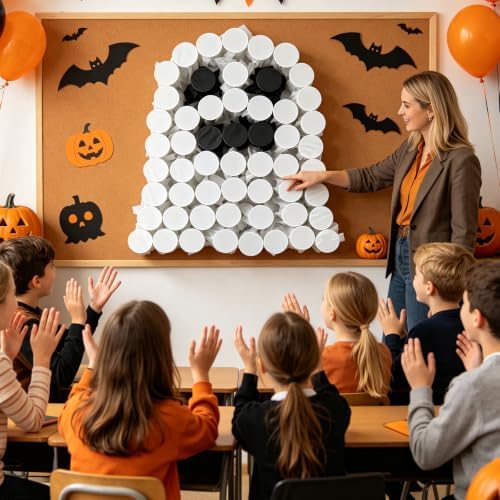 RISICULIS 50 Pcs Halloween Ghost Punch Game Set, DIY Prizes Party Supplies