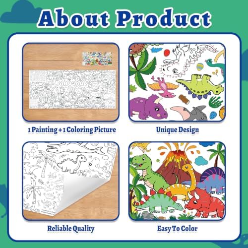 Dinosaur Coloring Poster & Table Cover - 71" x 31.5"