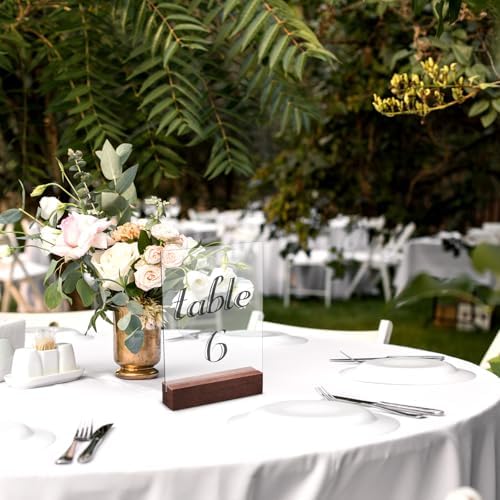 Blosssound 12 Pcs Wood Place Card Holder, Brown, 4.61 x 1.1 x 1 Inches