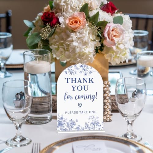 Acrylic Wedding Signs, Dusty Blue Wedding Decor, Blue Weddings Decor, Thank You for Coming Sign for Reception, Modern Calligraphy Arch Acrylic Table Top Sign for Weddings Parties Dinners (White)