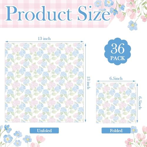 Yexiya 36 Sheet 6 Style Pastel Floral Paper Napkins for Decoupage