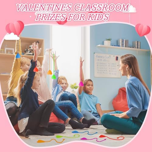 Valentines Sticky Hands Bulk 48 PCS Heart Valentines Party Favors for Kids