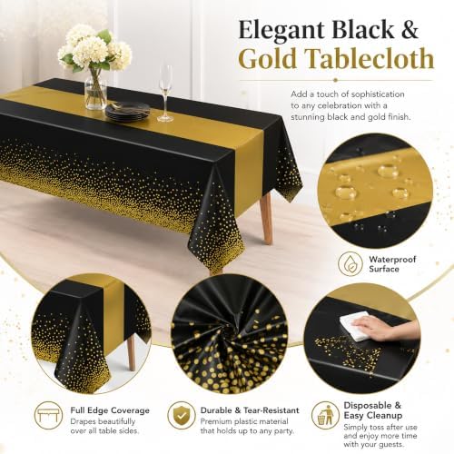 OHOME New Years Decorations 2027-3 Pack Disposable Plastic Tablecloths