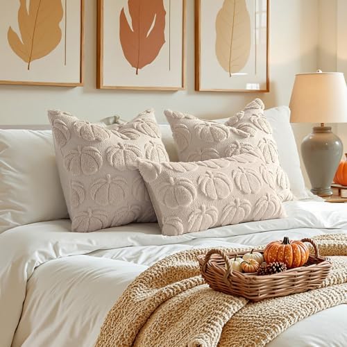 MIULEE Fall Pillow Covers Pumpkin Fall Decor 22x22 Beige