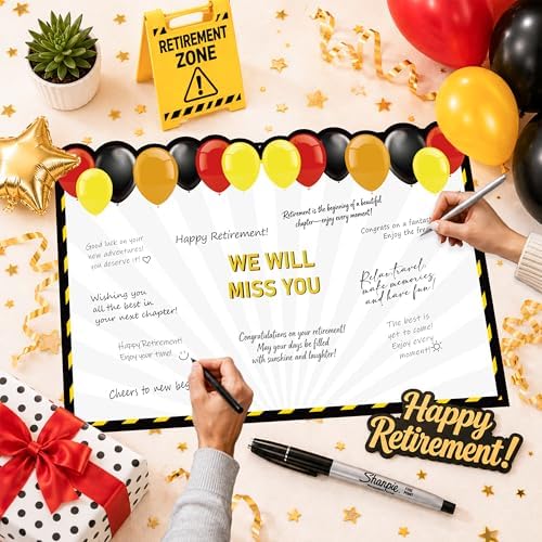 WNINK Warning Retirement Card for Men Women, Jumbo Happy Retirement Guest Book Card with Envelope, Large Farewell Signing Card, The Legend Has Retired Party Decorations Gift