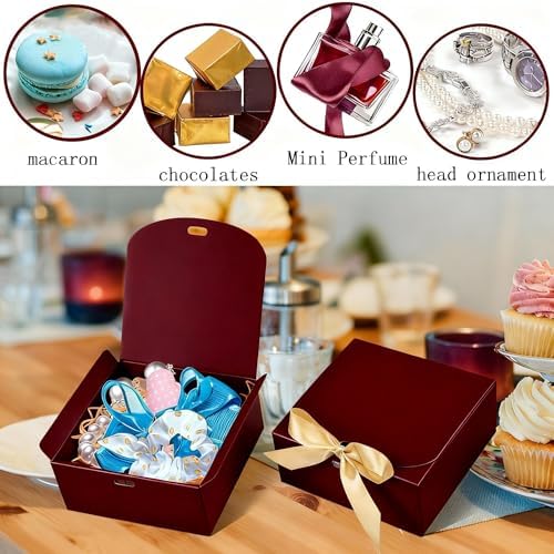 WLUSEAXI 12 Pack Small Gift Boxes with Lids for Presents, Red Gift Boxes