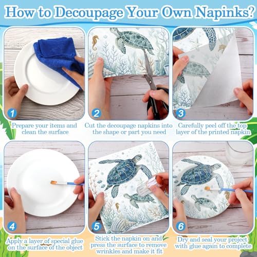 Tenceur 48 Pack 24 Styles Nautical Decoupage Paper Ocean Napkins, 13 Inch