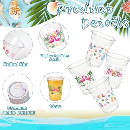 Hawaiian Luau Party Decorations Cups for Tiki Tropical Party Decor Supplies