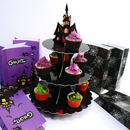 3 Tier Halloween Cupcake Stand Cardboard Gothic Tower Decorations